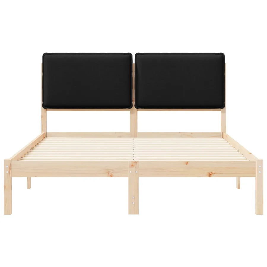 Cadre de lit avec tête de lit rembourrée Noir 140 x 190 cm - 5