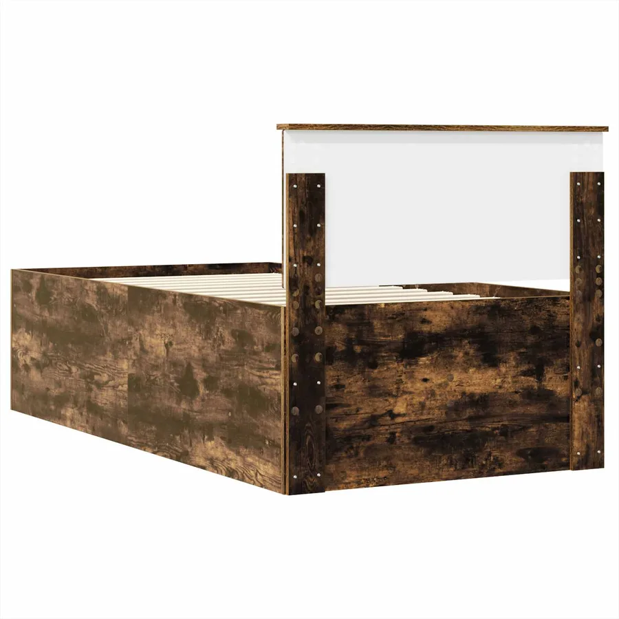 Lit d'appoint Chêne fumé et noir 90 x 200 cm Bois d'ingénierie - 10
