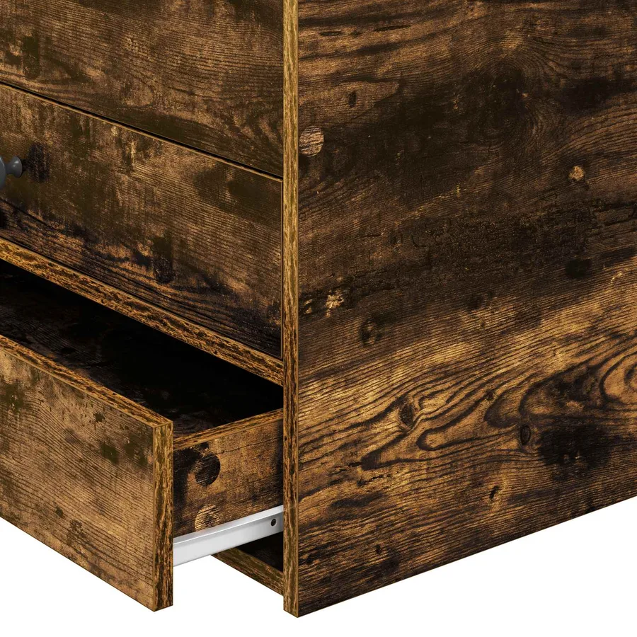 Lit d'appoint Chêne fumé et noir 90 x 200 cm Bois d'ingénierie - 11