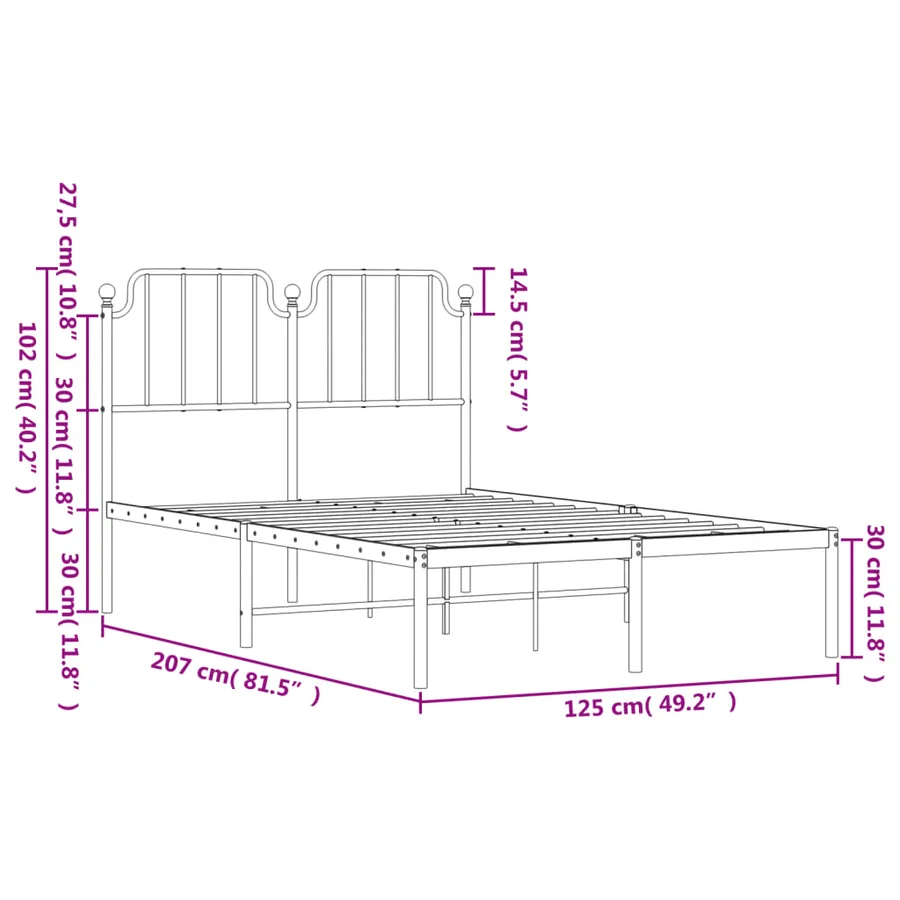 Cadre de lit métal sans matelas avec tête de lit noir 120x200cm - 9