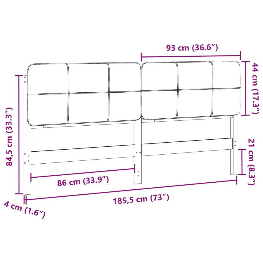 Tête de lit capitonnée Marron et gris clair 180 cm Pin massif - 13