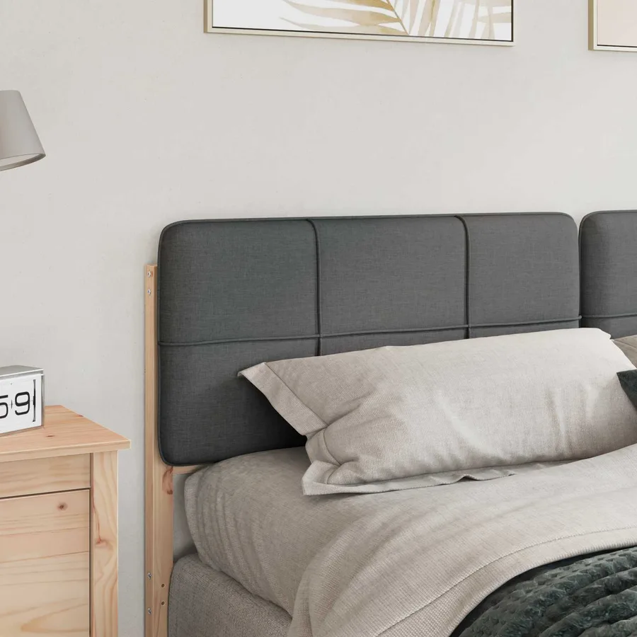 Tête de lit capitonnée Marron et gris clair 180 cm Pin massif - 3