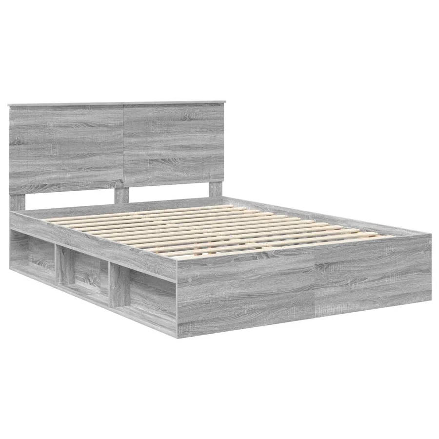 Cadre de lit Gris Sonoma 150 x 200 cm Bois de pin massif - 4