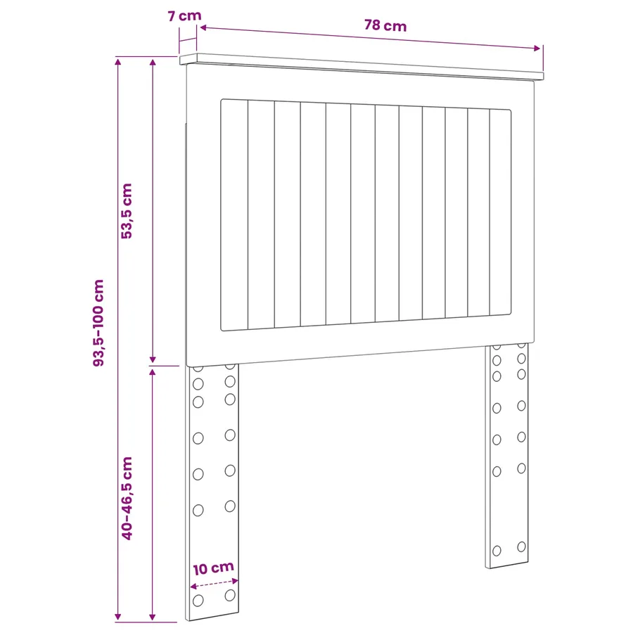 Tête de lit avec tête de lit Gris béton 75 cm Bois d'ingénierie - 10