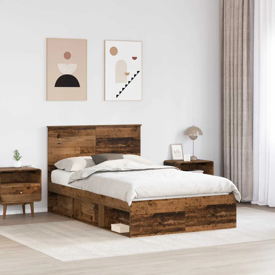 Cadre de lit Bois ancien 120 x 200 cm Bois de pin massif - 3