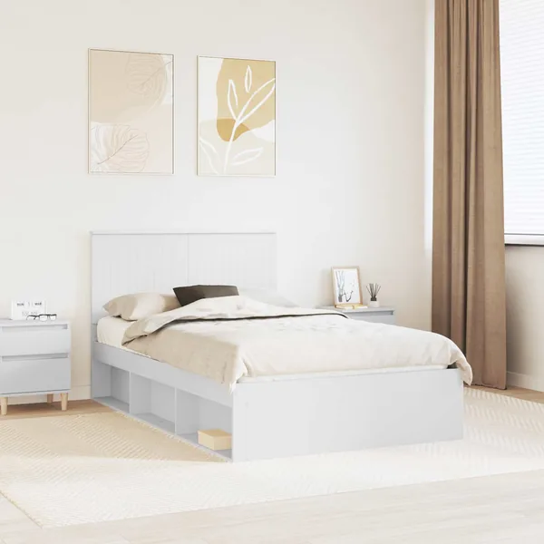 Cadre de lit Blanc 120 x 190 cm Bois de pin massif