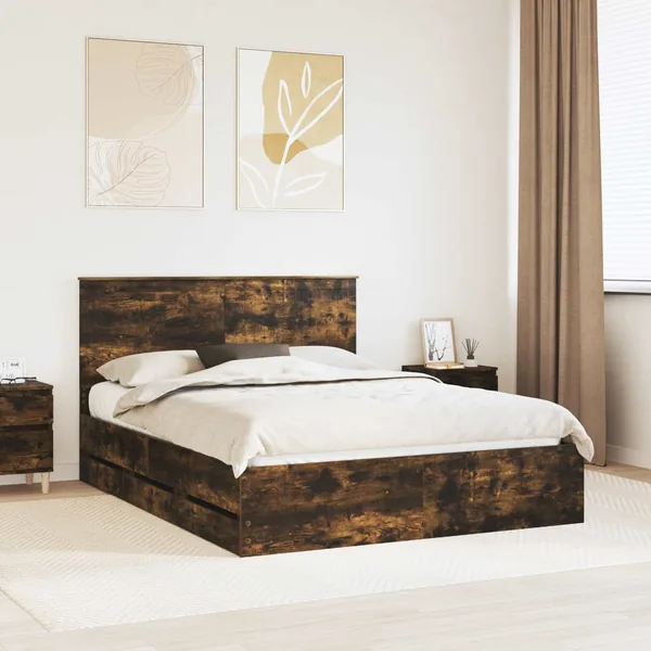 Cadre de lit Chêne fumé 150 x 200 cm Bois Ingénierie