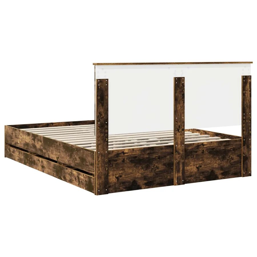 Cadre de lit Chêne fumé 150 x 200 cm Bois Ingénierie - 10