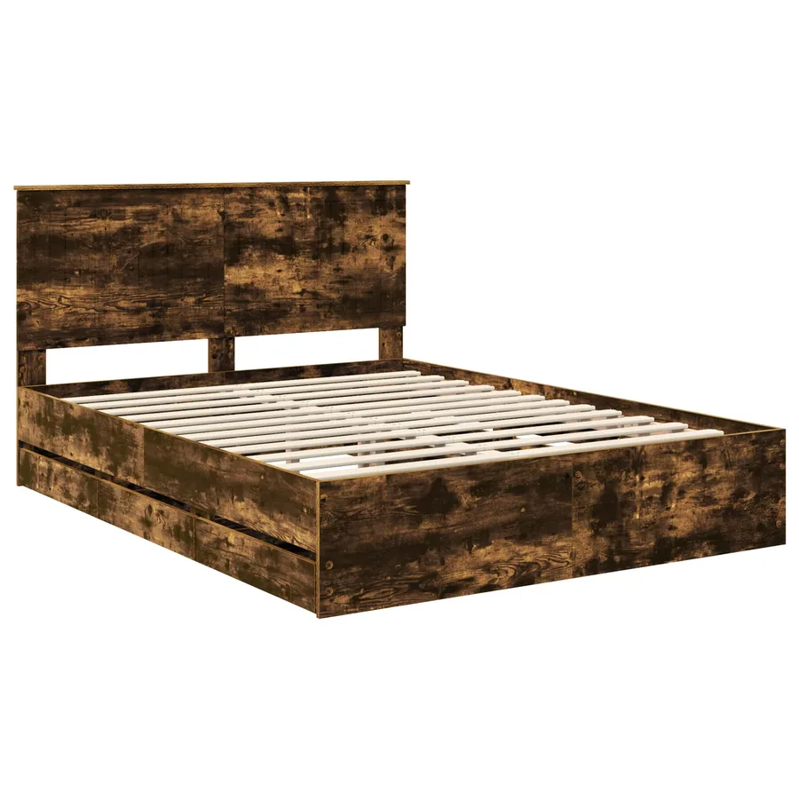 Cadre de lit Chêne fumé 150 x 200 cm Bois Ingénierie - 4