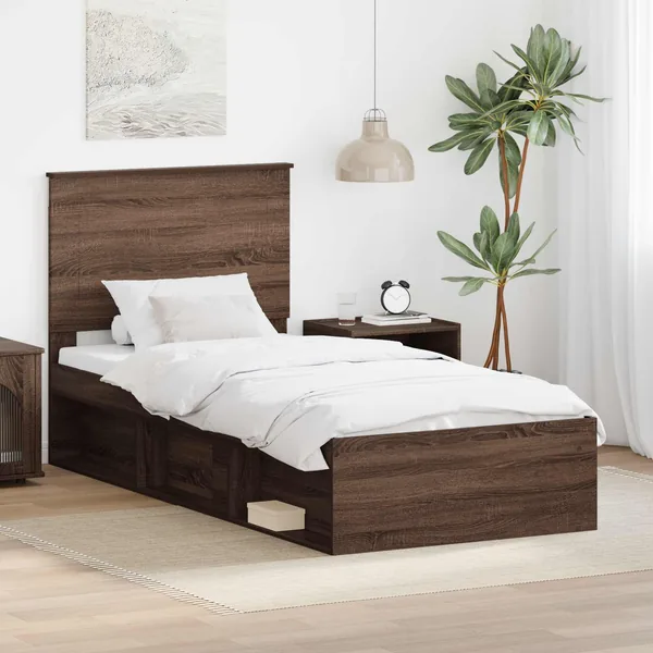 Cadre de lit Chêne brun 90 x 190 cm Bois de pin massif