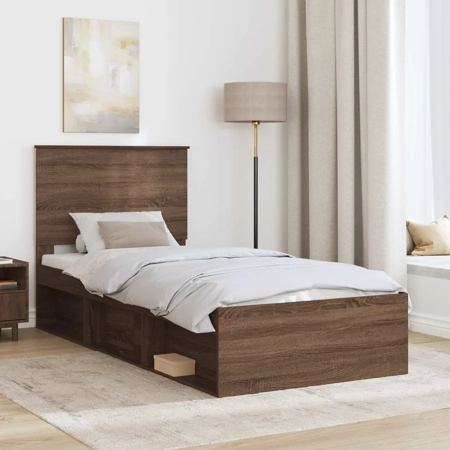 Cadre de lit Chêne brun 90 x 190 cm Bois de pin massif - 3