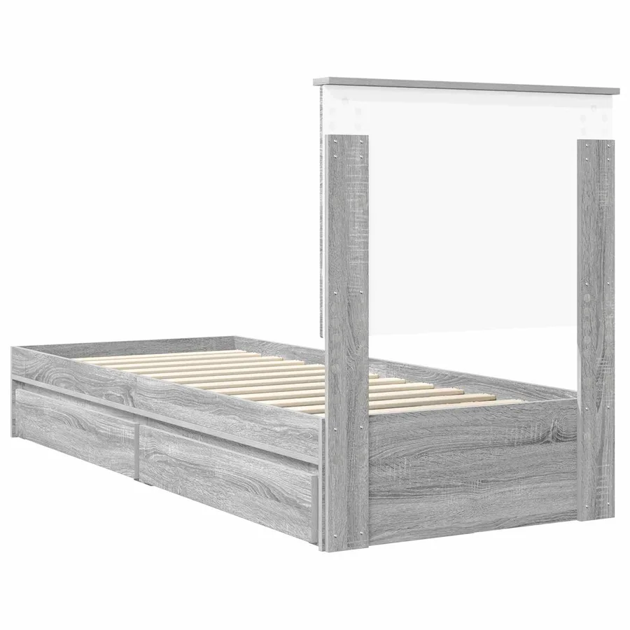 Lit de Rangement Gris Sonoma 75 x 190 cm Bois d'ingénierie - 8