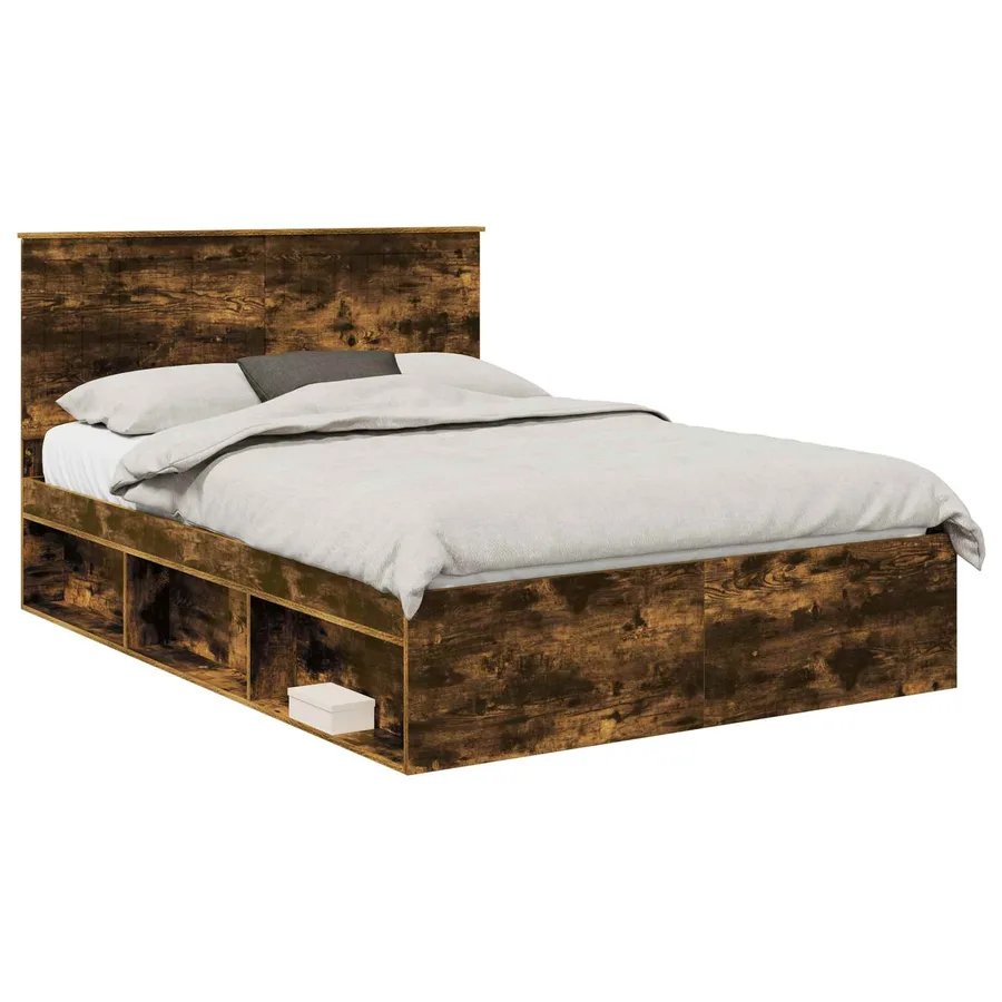 Cadre de lit Chêne fumé 135 x 190 cm Bois de pin massif - 2