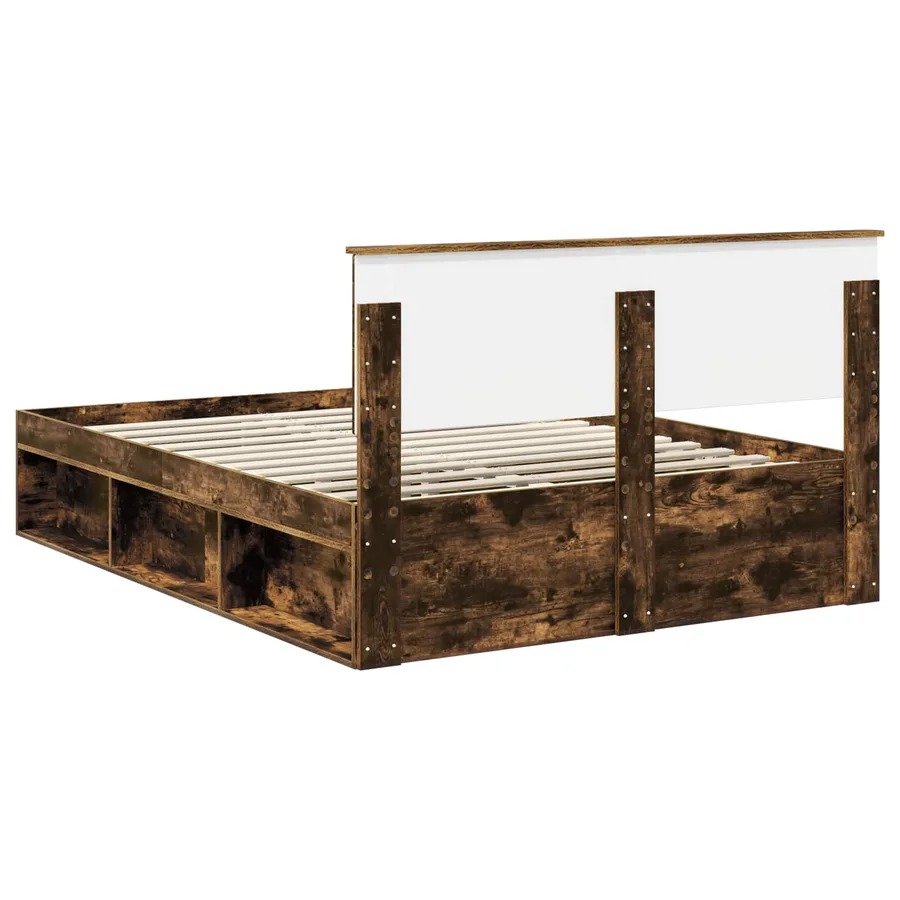 Cadre de lit Chêne fumé 150 x 200 cm Bois d'ingénierie - 9