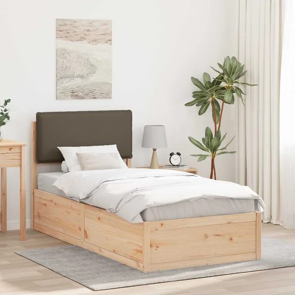 Cadre de lit avec tête de lit rembourrée Taupe 90 x 190 cm