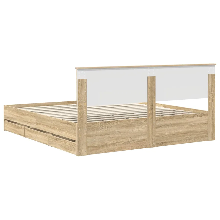 Cadre de lit Chêne Sonoma 200 x 200 cm Bois Ingénierie - 10