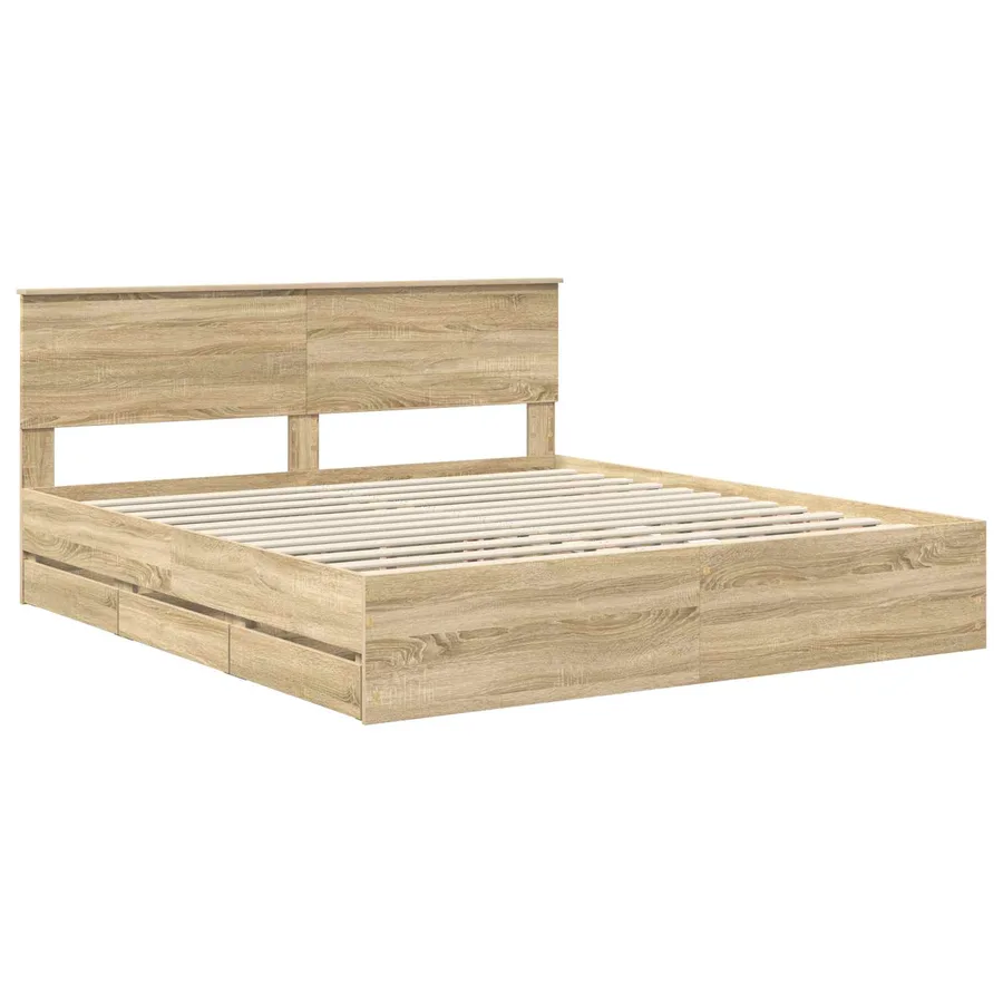 Cadre de lit Chêne Sonoma 200 x 200 cm Bois Ingénierie - 4