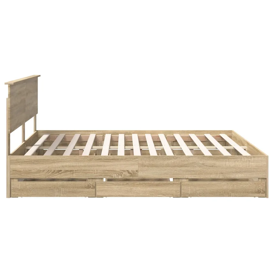 Cadre de lit Chêne Sonoma 200 x 200 cm Bois Ingénierie - 9