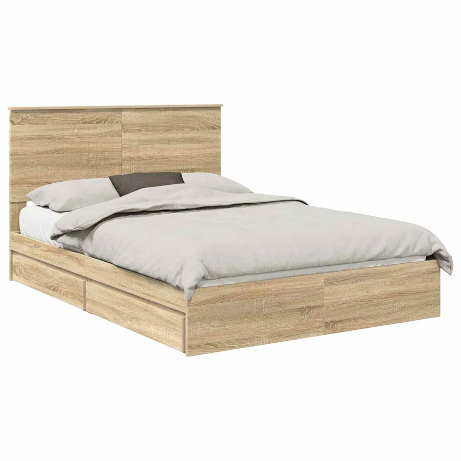 Lit de Rangement Chêne Sonoma 135 x 190 cm Bois d'ingénierie - 2