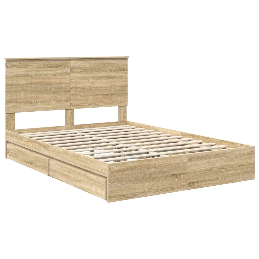 Lit de Rangement Chêne Sonoma 135 x 190 cm Bois d'ingénierie - 4