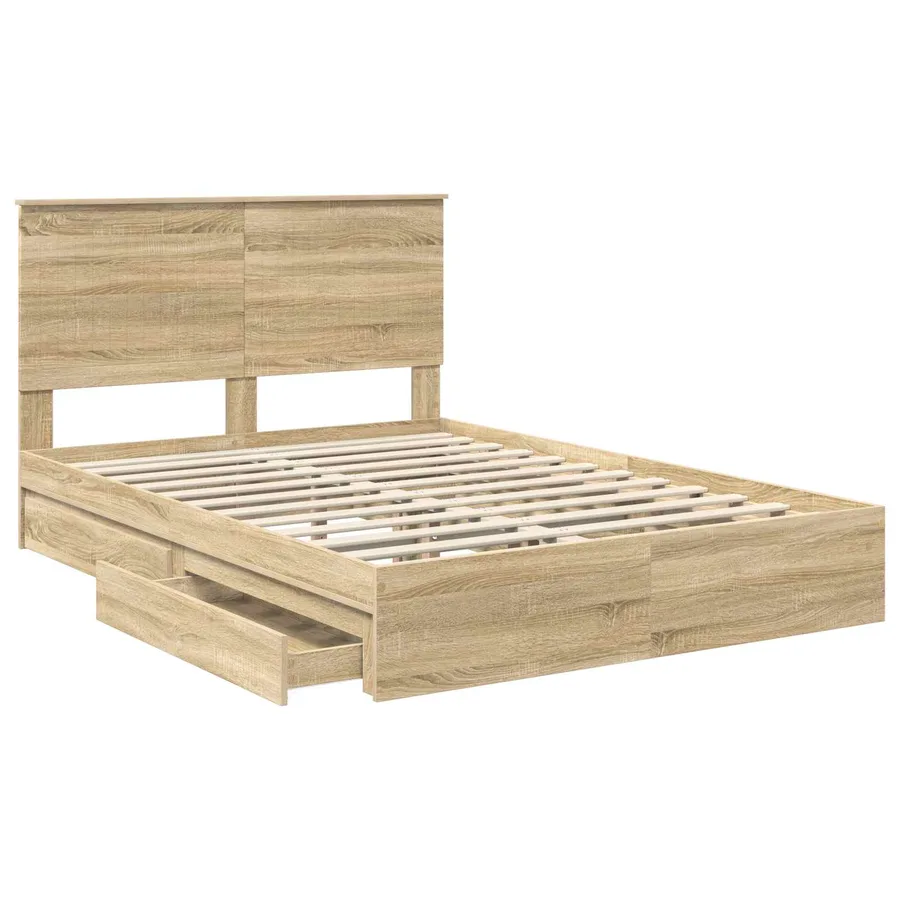 Lit de Rangement Chêne Sonoma 135 x 190 cm Bois d'ingénierie - 5