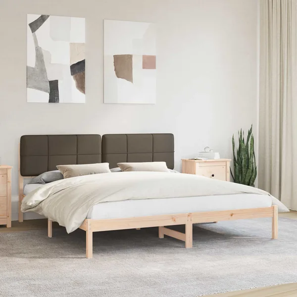 Cadre de lit avec tête de lit rembourrée Taupe 180 x 200 cm