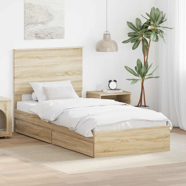 Lit de Rangement Chêne Sonoma 100 x 200 cm Bois d'ingénierie