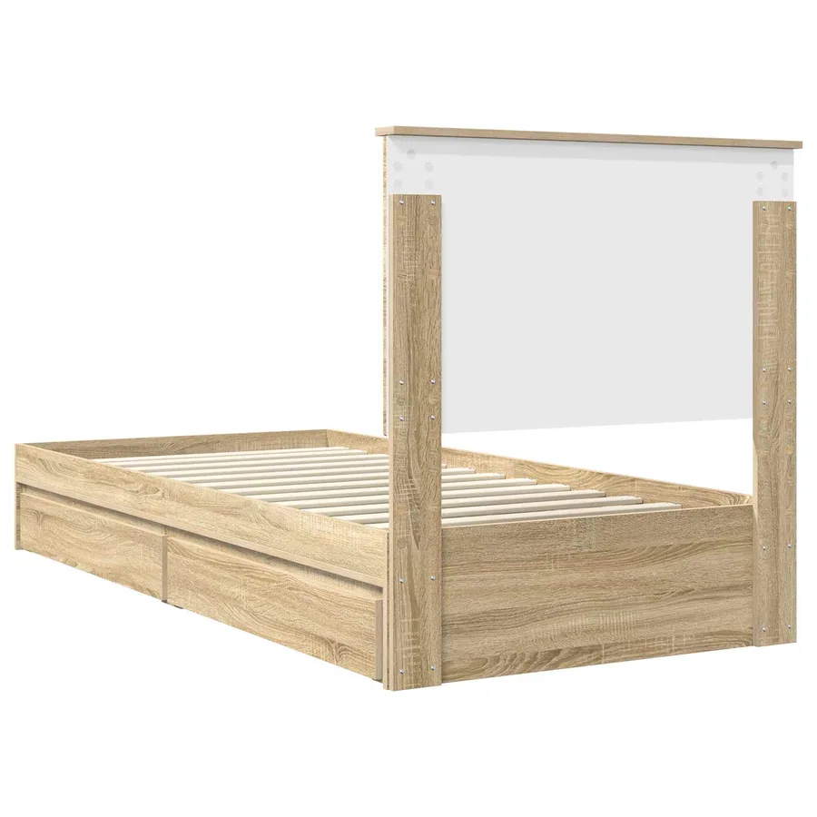 Lit de Rangement Chêne Sonoma 100 x 200 cm Bois d'ingénierie - 10