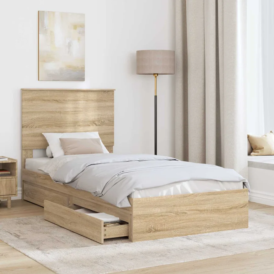 Lit de Rangement Chêne Sonoma 100 x 200 cm Bois d'ingénierie - 3