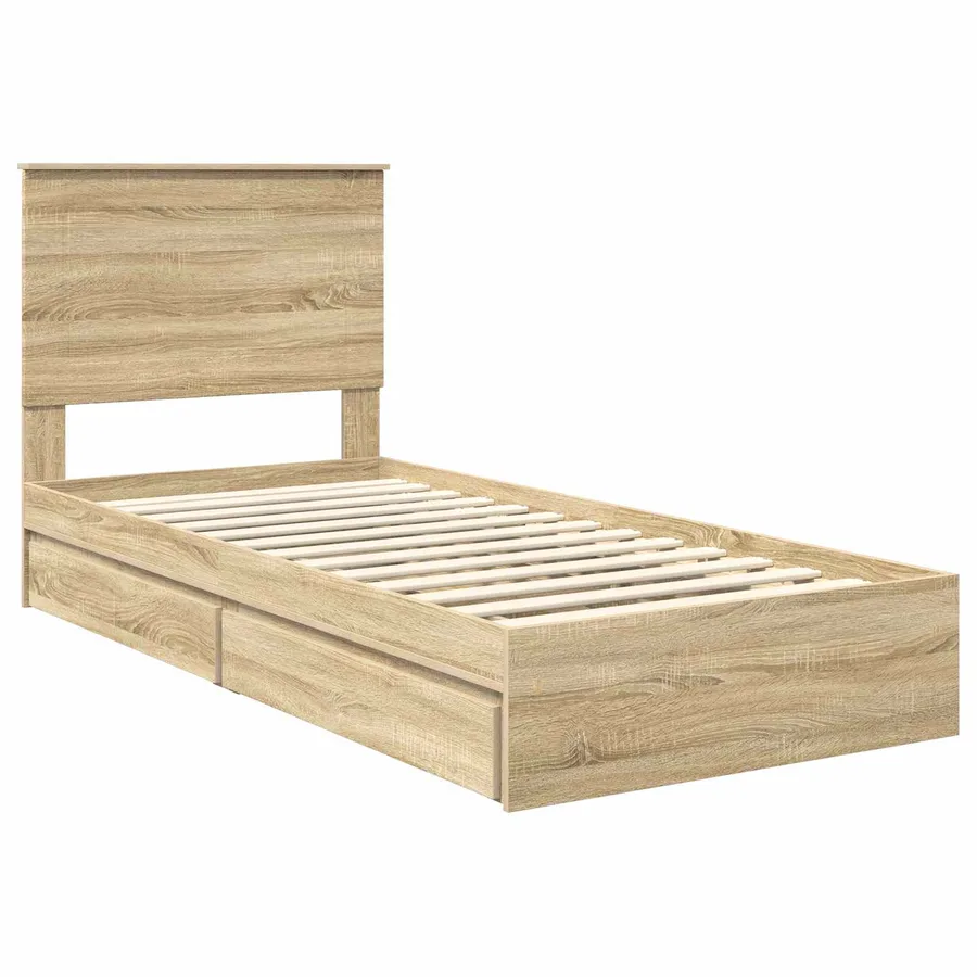 Lit de Rangement Chêne Sonoma 100 x 200 cm Bois d'ingénierie - 4