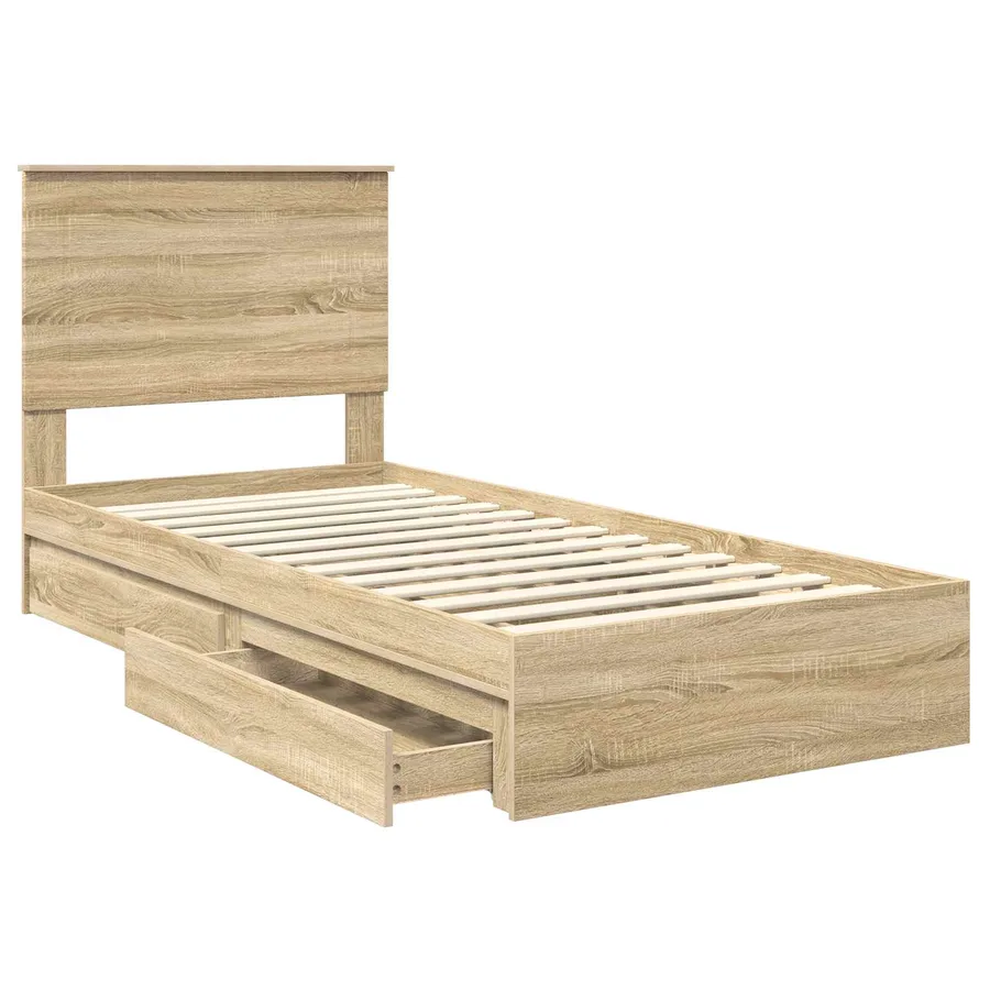 Lit de Rangement Chêne Sonoma 100 x 200 cm Bois d'ingénierie - 5