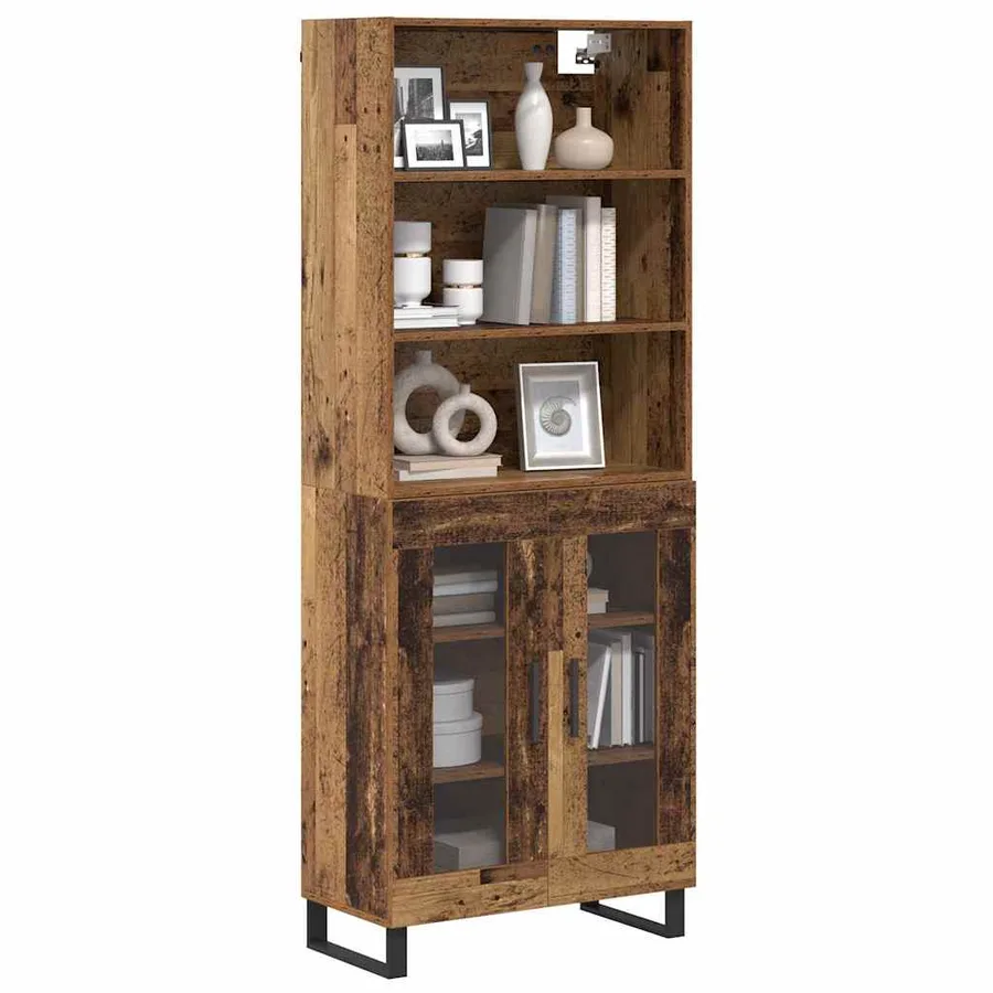 Haut Armoire 2 pcs Bois ancien Bois d'ingénierie - 3