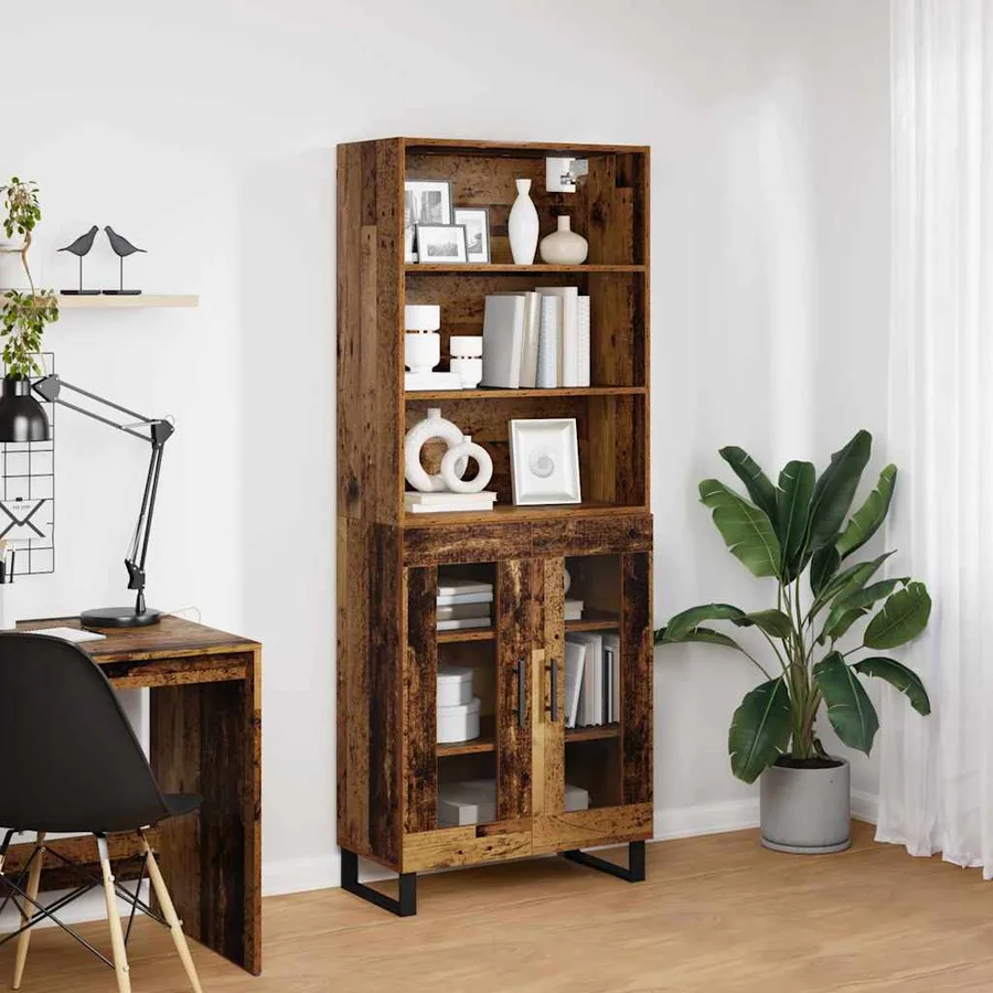 Haut Armoire 2 pcs Bois ancien Bois d'ingénierie - 4
