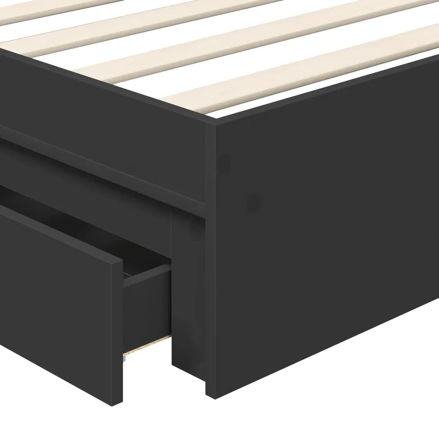 Lit de Rangement avec tiroir Noir 90 x 190 cm Bois d'ingénierie - 11