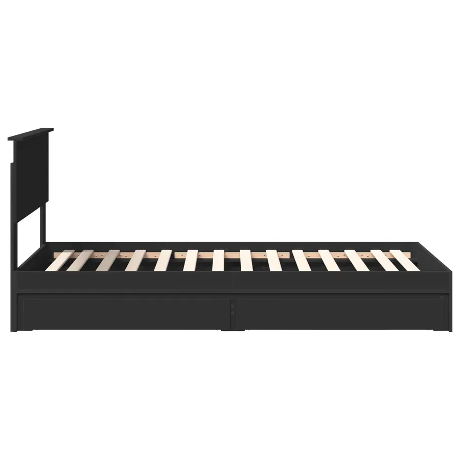 Lit de Rangement avec tiroir Noir 90 x 190 cm Bois d'ingénierie - 9