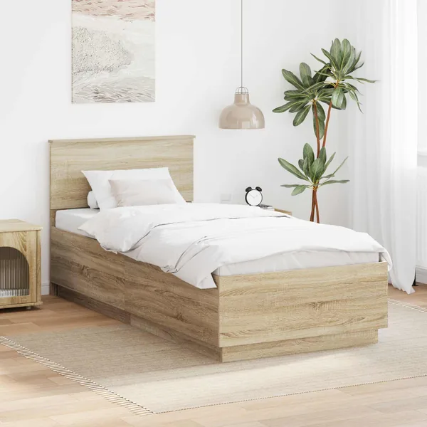 Cadre de lit Chêne Sonoma 90 x 190 cm Bois d'ingénierie