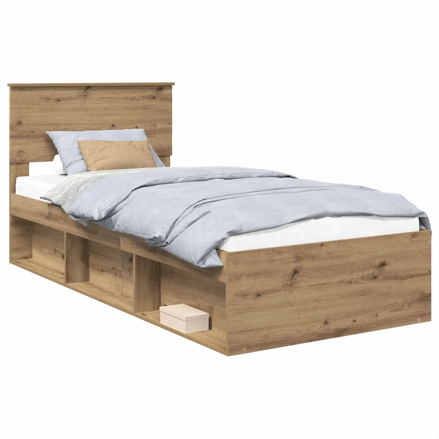 Cadre de lit Chêne artisan 90 x 190 cm Bois d'ingénierie - 2