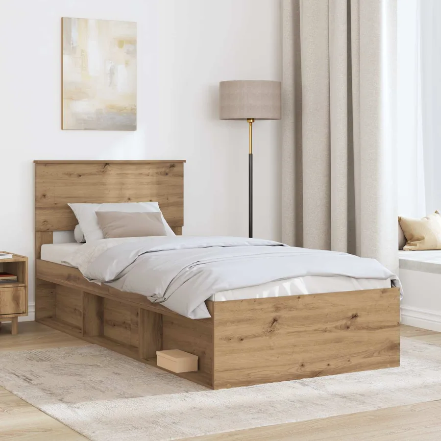 Cadre de lit Chêne artisan 90 x 190 cm Bois d'ingénierie - 3