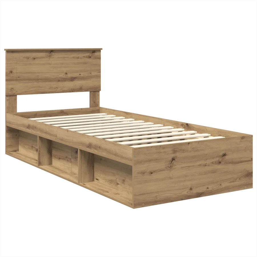 Cadre de lit Chêne artisan 90 x 190 cm Bois d'ingénierie - 4