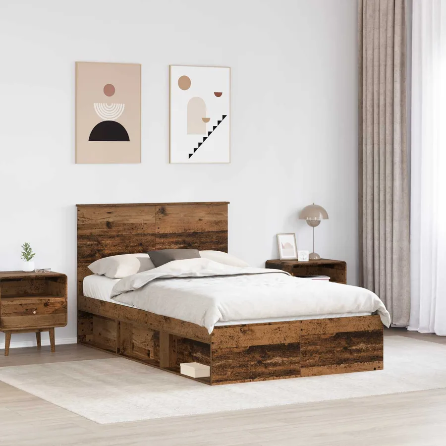 Cadre de lit Bois ancien 120 x 200 cm Bois de pin massif - 3