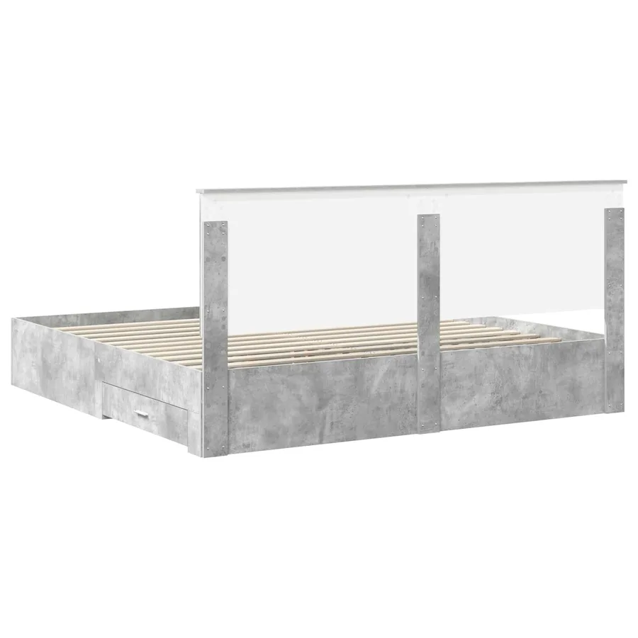 Cadre de lit Gris béton 180 x 200 cm Bois d'ingénierie - 8
