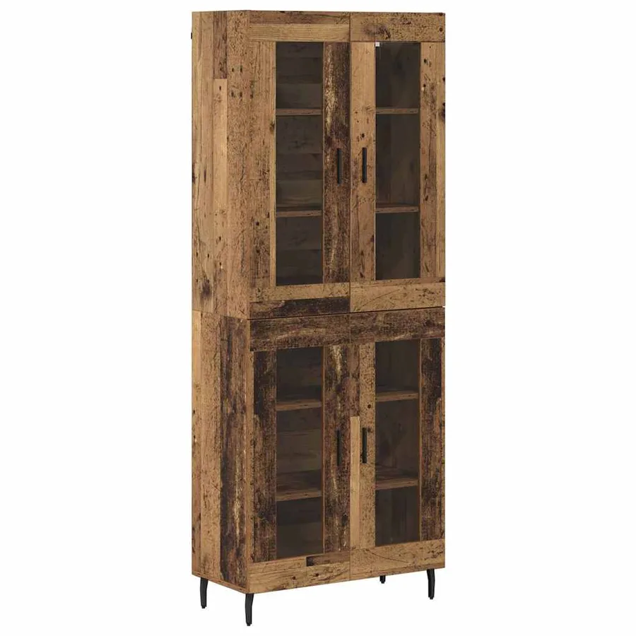Haut Armoire 2 pcs Bois ancien Bois Aggloméré et Verre - 2