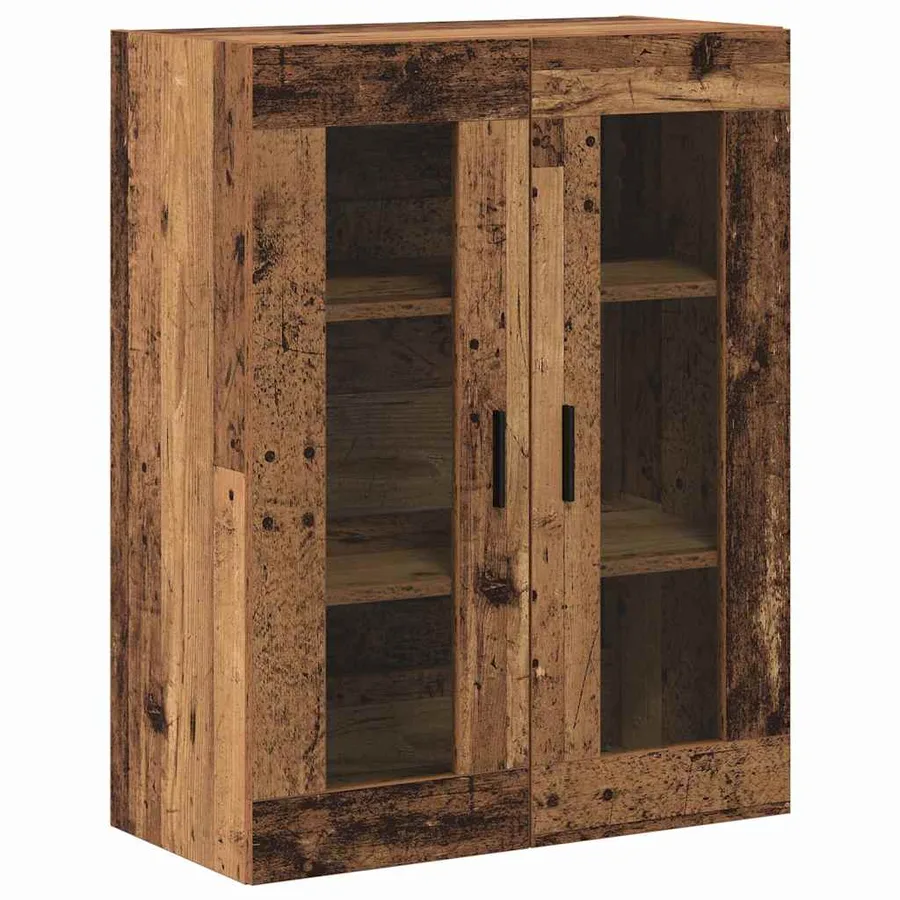Haut Armoire 2 pcs Bois ancien Bois Aggloméré et Verre - 5