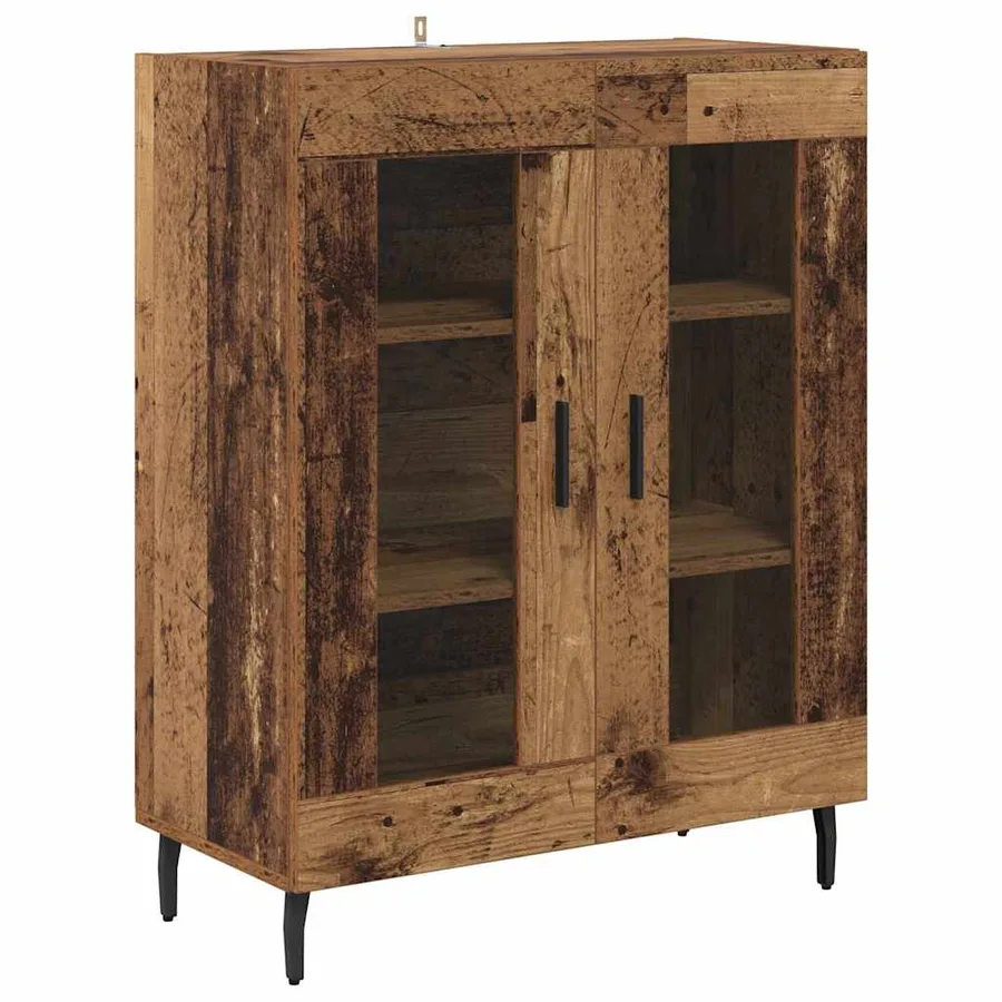 Haut Armoire 2 pcs Bois ancien Bois Aggloméré et Verre - 6