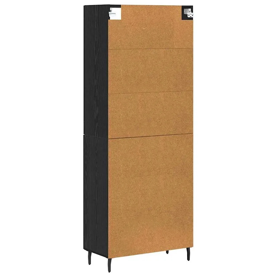 Haut Armoire 2 pcs Chêne noir Bois Aggloméré et Verre - 10