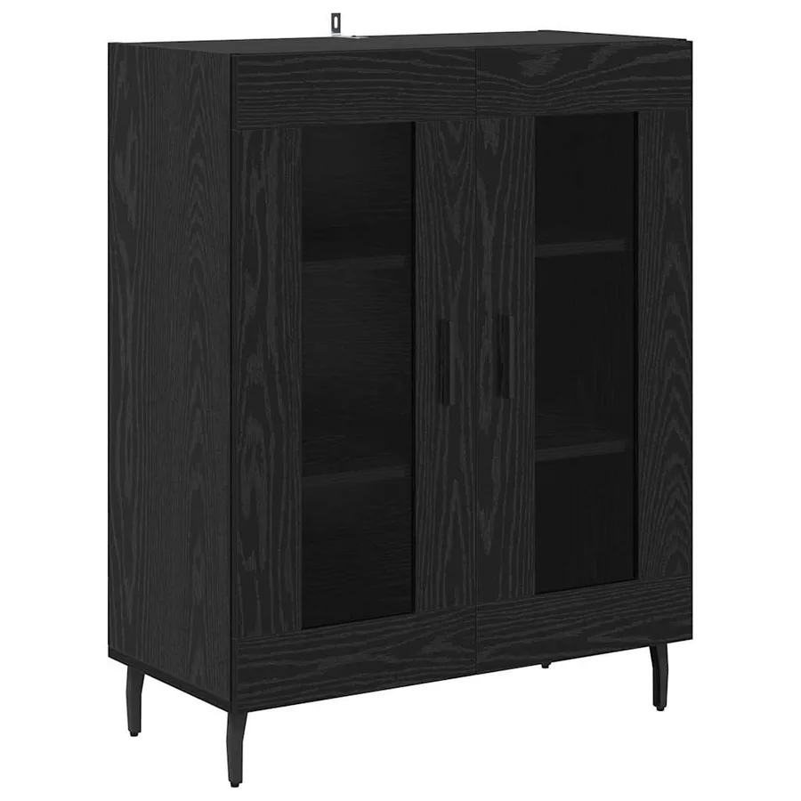 Haut Armoire 2 pcs Chêne noir Bois Aggloméré et Verre - 6