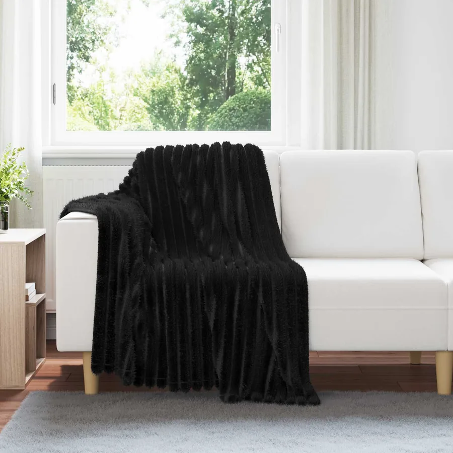 Couvertures à jeter 6 pcs Noir 150 x 130 cm Toison