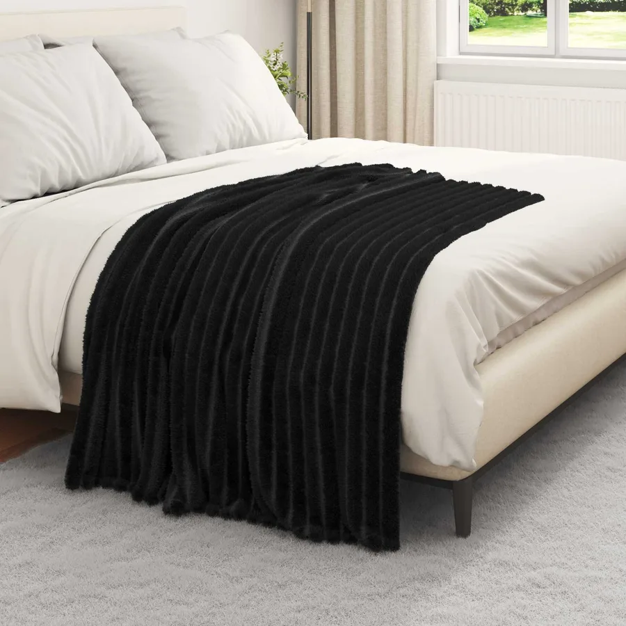 Couvertures à jeter 6 pcs Noir 150 x 130 cm Toison - 3