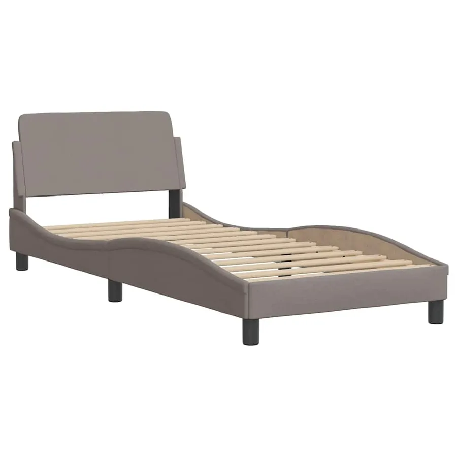 Cadre de lit avec tête de lit Dover taupe 90x200cm tissu - 3
