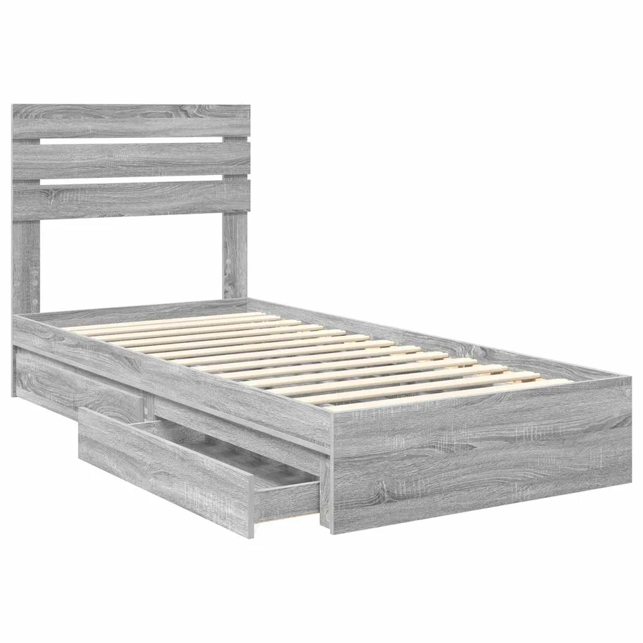 Lit de Rangement Gris Sonoma 90 x 190 cm Bois d'ingénierie - 5
